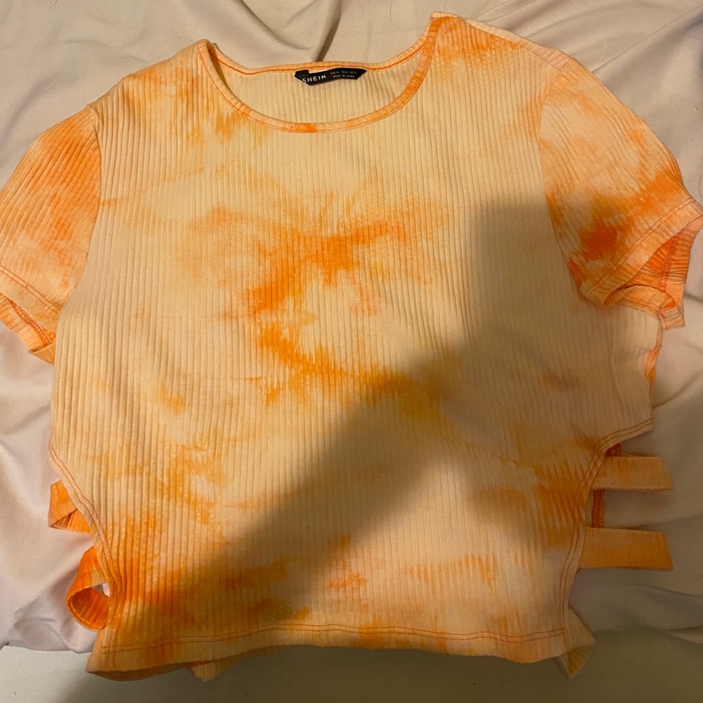 Shein orange tye dye crop top